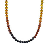 Rainbow Amber Faceted Round Beads Necklace